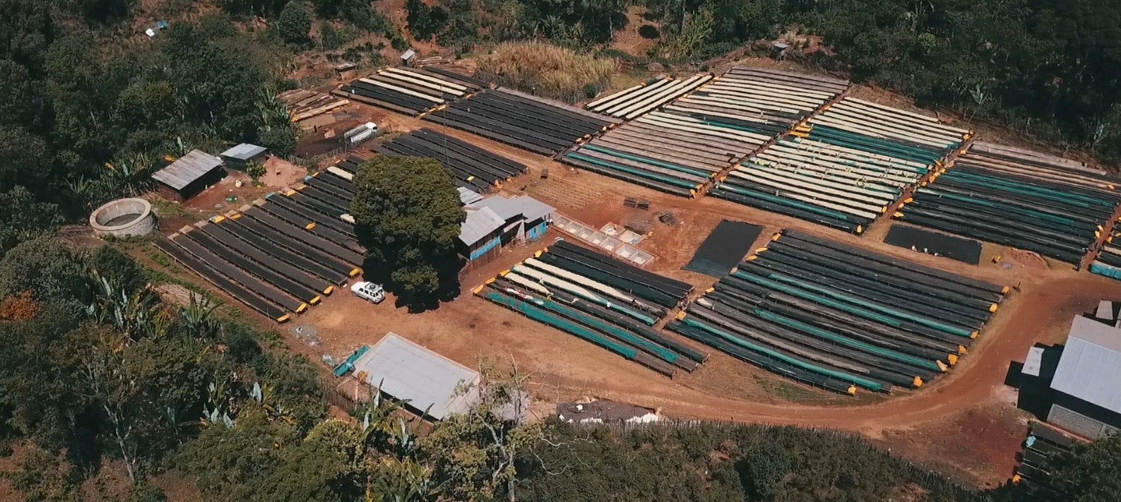 Aerial view of the Wuri Washing Station in Gedeb, Ethiopia